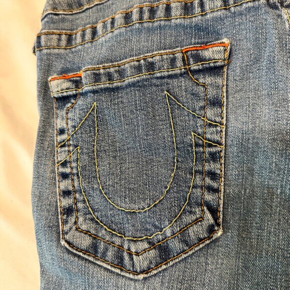 True Religion Women's Size 30 Blue Denim Stretch Slim Flare Jeans USA Made - Picture 8 of 16